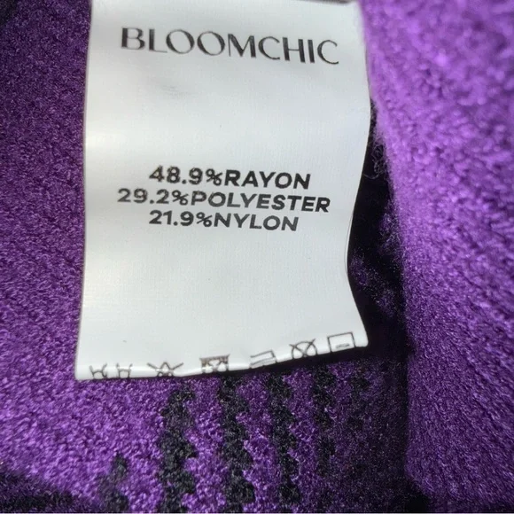 BloomChic Plaid Purple and Black Women's Cardigan Sweater - Picture 4 of 5